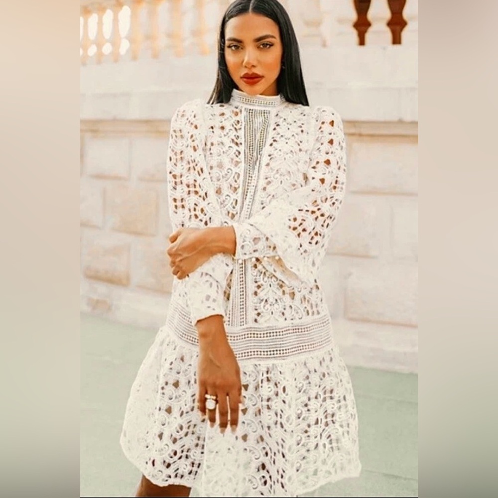 XS/S H&M bloggers fav Crochet Lace midi Summer Dress PtP 17”